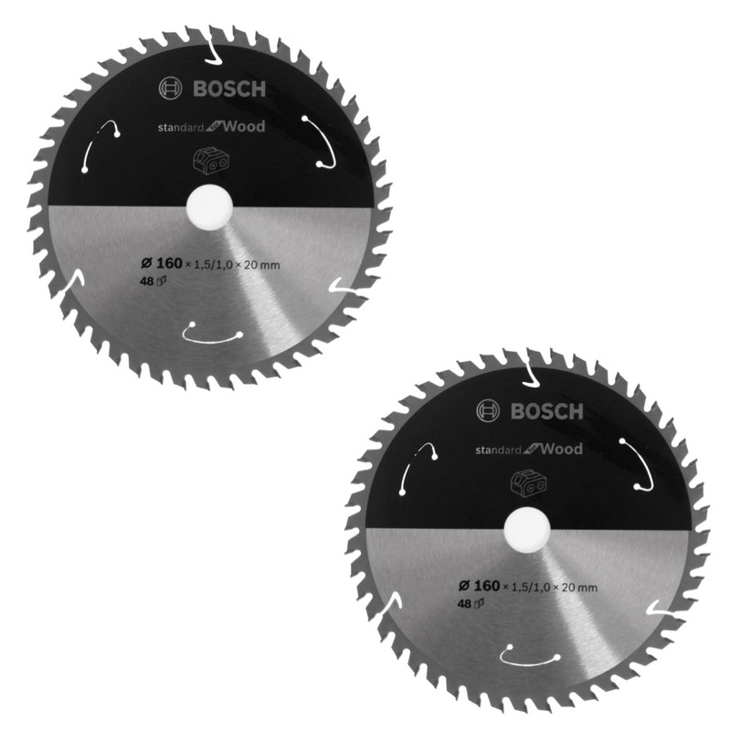 Hoja de sierra circular Bosch Estndar para madera 160 x 1,5 x 20 / 15,875 mm 48 dientes (2x 2608837678)
