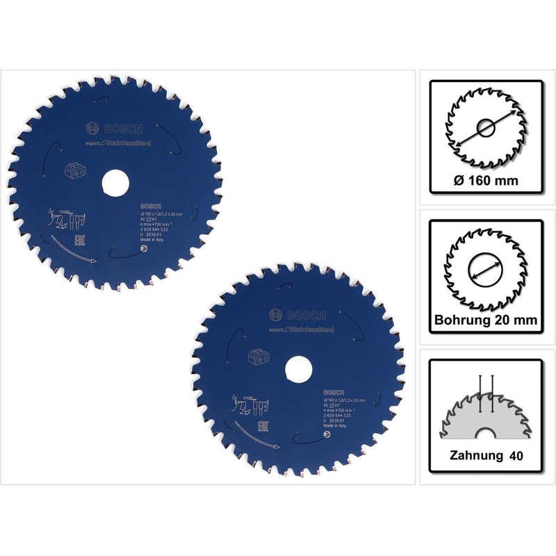 Hoja de sierra circular Bosch EX SL H 160 x 20 x 40 mm (2x 2608644533)