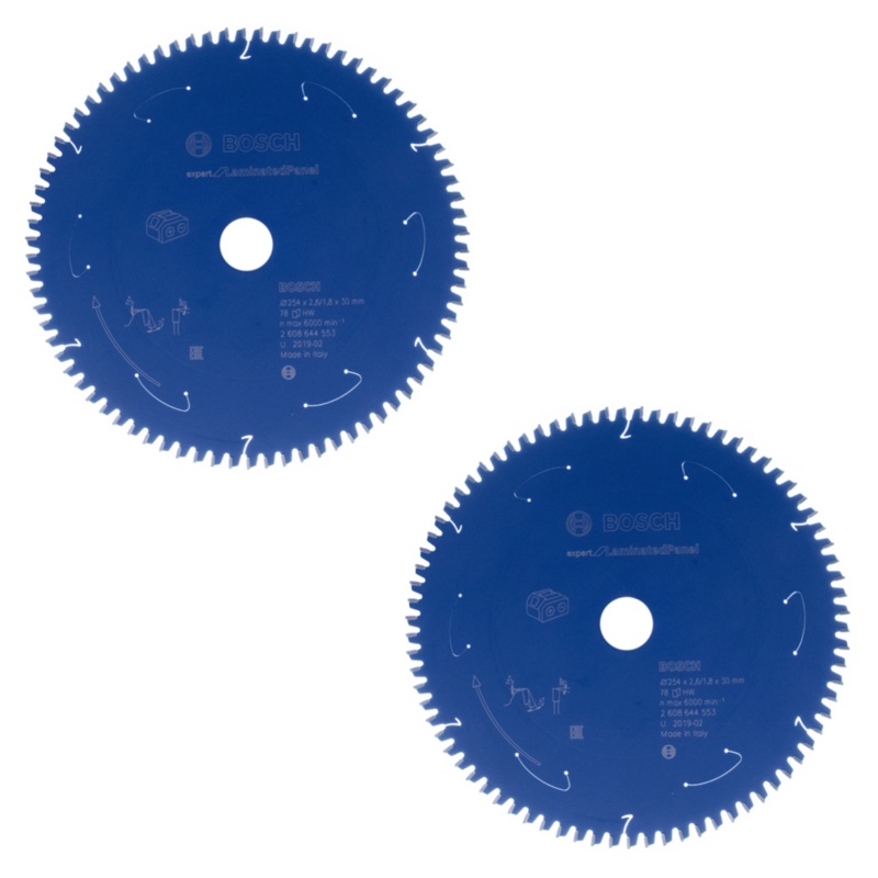 Hoja de sierra circular Bosch Expert para Panel Laminado 254 x 1,8 x 30 mm 78 dientes (2x 2608644553)
