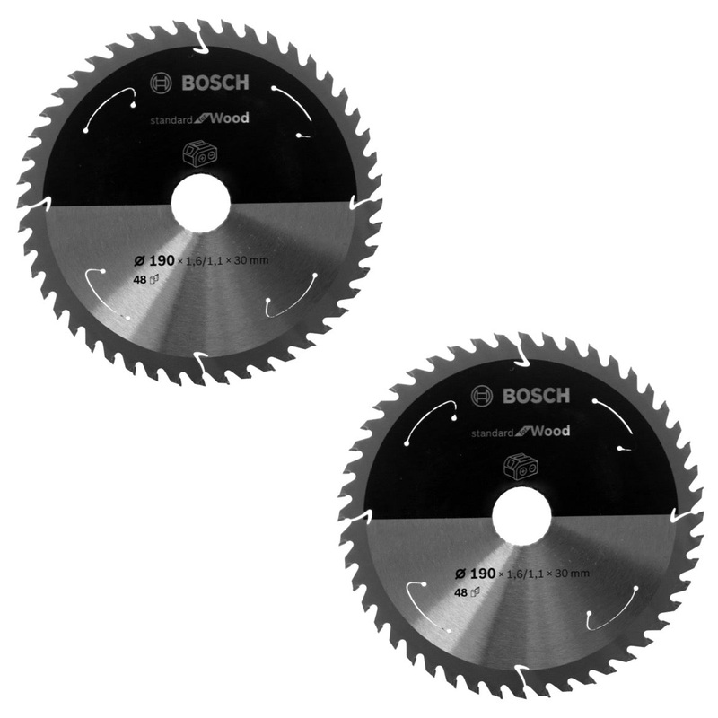 Hoja de sierra circular Bosch Standard para madera 190 x 1,6 x 30 / 20 mm 48 dientes (2x 2608837710)