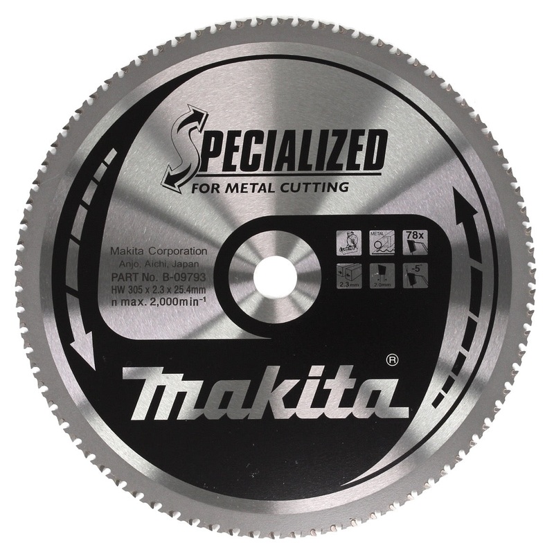 Hoja de sierra circular Makita SPECIALIZED para metal 305 x 25,4 x 2,3 mm 78 dientes (B-09793) para sierra circular en fro Makita LC 1230