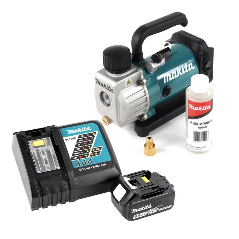 Bomba de vaco de batera Makita DVP 180 RT1 18V + 1x batera BL 1850 B 5.0 Ah + cargador DC 18 RC